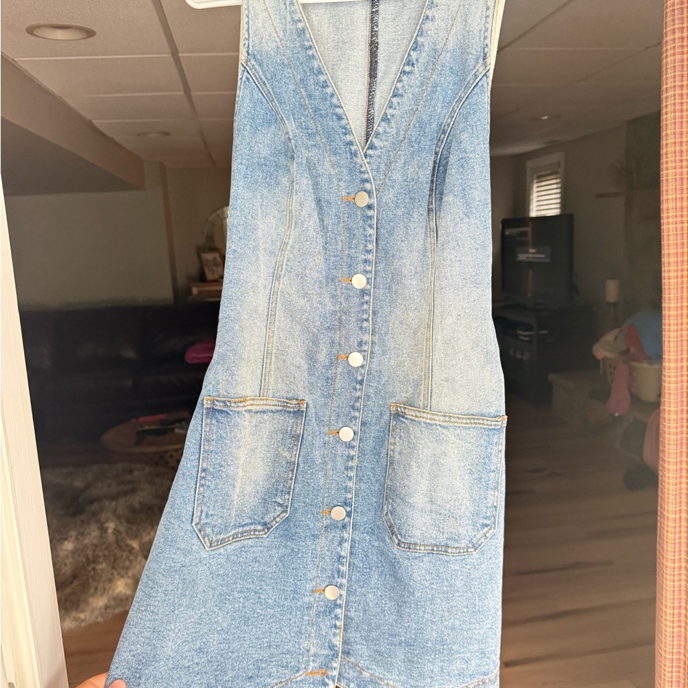 Denim Sleeveless Button-Down Dress